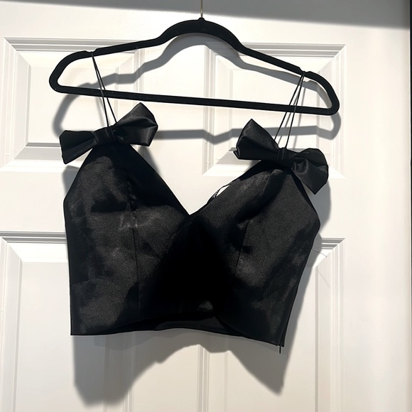 Zara Tops - Zara - Black Crop Top with Bow Ties